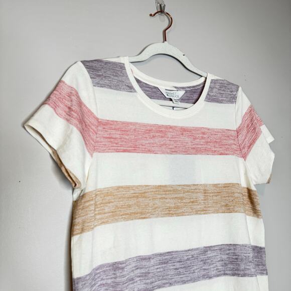 Market & Spruce Multicolor Stripe Short Sleeve Crewneck Tee NWT Small Petite - Picture 3 of 9